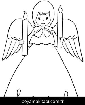 Noel Meleği boyama sayfası – çizgi film temalı, basit çizim