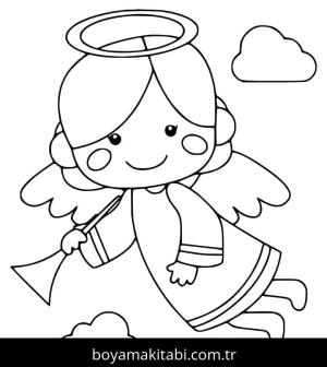 Noel Meleği boyama sayfası – basit çizim, kolay boyama