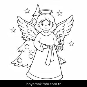 Noel Meleği boyama sayfası – çocuklar için, çizgi film temalı