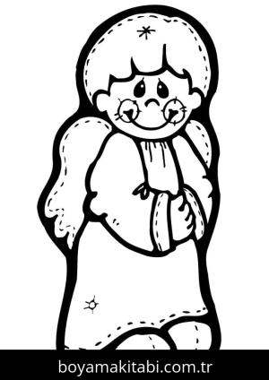 Noel Meleği boyama sayfası – sevimli karakter, sanatsal çalışma