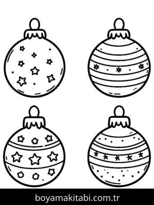 Noel Topları boyama sayfası – sevimli karakter, sanatsal çalışma