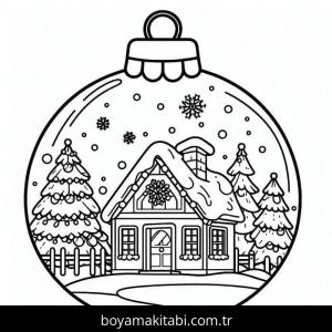 Noel Topları boyama sayfası – sevimli karakter, sanatsal çalışma