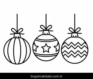Noel Topları boyama sayfası – kolay boyama, eğitici aktivite