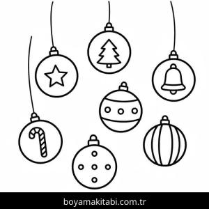 Noel Topları boyama sayfası – eğitici aktivite, yaratıcılık