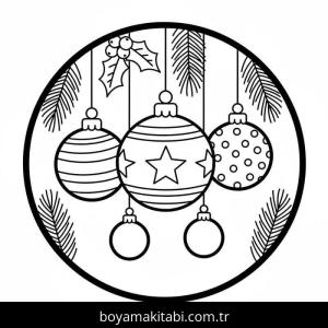 Noel Topları boyama sayfası – çocuk aktivitesi, PDF indir