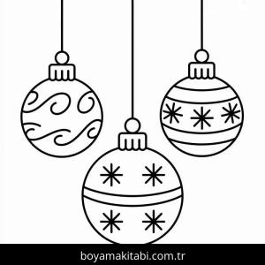 Noel Topları boyama sayfası – kolay boyama, eğitici aktivite