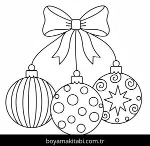 Noel Topları boyama sayfası – renkli çizimler, okul öncesi