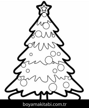 Noel ve Yılbaşı boyama sayfası – basit çizim, kolay boyama