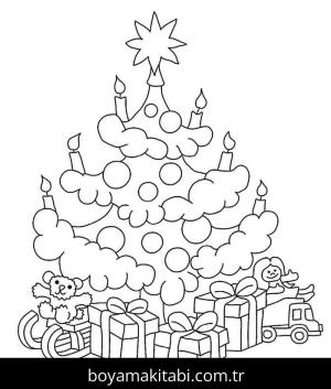 Noel ve Yılbaşı boyama sayfası – renkli çizimler, okul öncesi