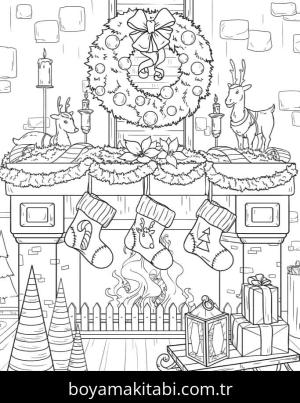 Noel ve Yılbaşı boyama sayfası – yaratıcılığı geliştirir, keyifli zaman