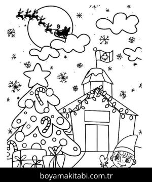 Noel ve Yılbaşı boyama sayfası – boyama çalışması, yaratıcılığı geliştirir