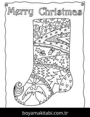 Noel ve Yılbaşı boyama sayfası – sevimli karakter, sanatsal çalışma