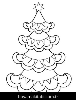 Noel ve Yılbaşı boyama sayfası – çizgi film temalı, basit çizim