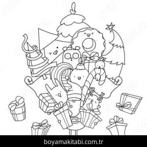 Noel ve Yılbaşı boyama sayfası – eğlenceli etkinlik, el becerilerini geliştirir