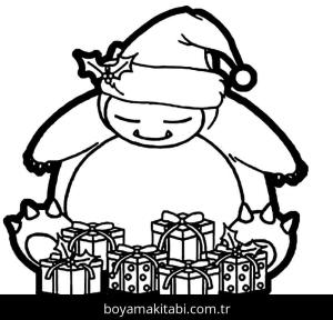 Noel boyama sayfası – basit çizim, kolay boyama