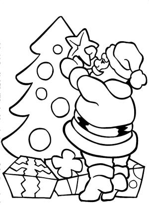 Noel boyama sayfası,  coloring page, Noel Baba Noel Ağacı Hazırlıyor, 