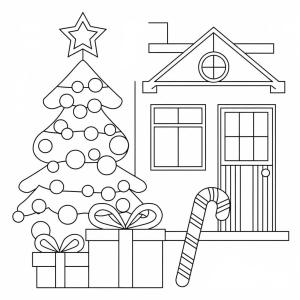 Noel boyama sayfası,  coloring page, Noel temel kolay, 