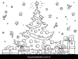 Noel boyama sayfası – renkli çizimler, okul öncesi