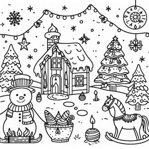 Noel boyama sayfası,  coloring page, Harika Noel çizin, 