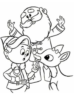 Noel boyama sayfası,  coloring page, Elf, Noel Baba ve Ren geyiği, 