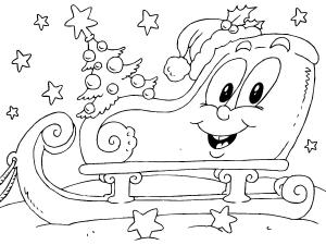 Noel boyama sayfası,  coloring page, Noel Kızağı, 