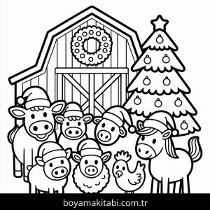 Noel boyama sayfası – sevimli karakter, sanatsal çalışma