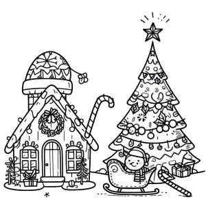 Noel boyama sayfası,  coloring page, Noel’i basit bir şekilde çizin, 