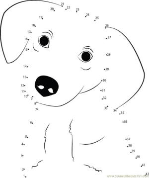 Noktadan Noktalara boyama sayfası,  coloring page, Köpek Nokta Noktalara, 