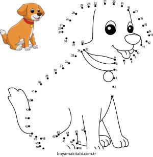 Noktaları Birleştirme boyama sayfası – sevimli karakter, sanatsal çalışma