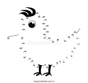 Noktaları Birleştirme boyama sayfası – çocuklar için, çizgi film temalı