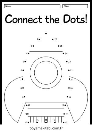 Noktaları Birleştirme boyama sayfası – sanatsal çalışma, çocuklar için