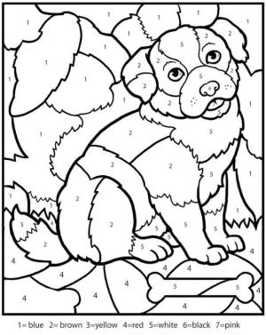 Numaraya Göre boyama sayfası,  coloring page, Numaraya Göre Köpek, 