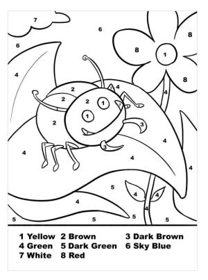 Numaraya Göre boyama sayfası,  coloring page, Sayıya Göre Böcek, 