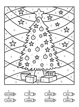 Numaraya Göre boyama sayfası,  coloring page, Numarasına göre Noel Ağacı, 