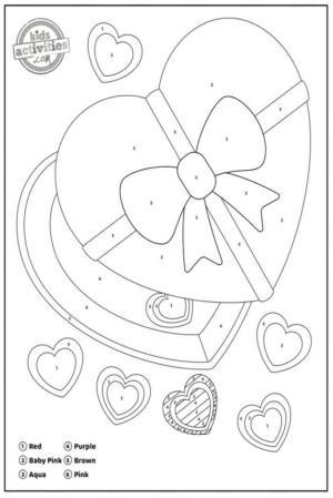 Numaraya Göre boyama sayfası,  coloring page, Sevgililer Günü Sayısına Göre Renk, 