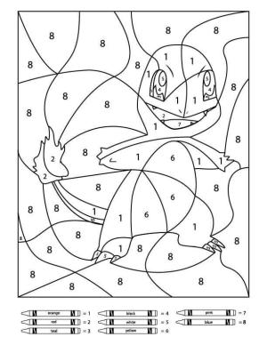 Numaraya Göre boyama sayfası,  coloring page, Numaraya Göre Charmander, 