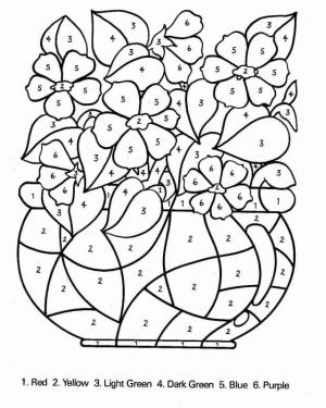 Numaraya Göre boyama sayfası,  coloring page, Sayıya Göre Vazo Çiçek, 