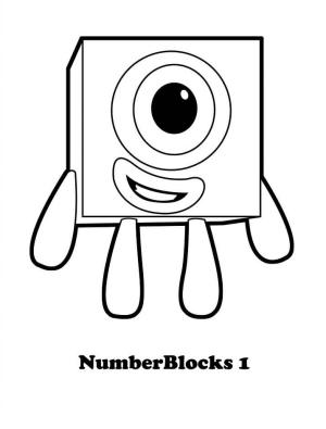 Numberblocks boyama sayfası,  coloring page, NumberBlocks 1 Eğlenceli, 