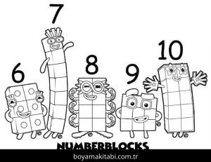 Numberblocks boyama sayfası – çizgi film temalı, basit çizim