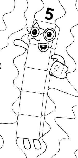 Numberblocks boyama sayfası,  coloring page, Büyük Sayısal Bloklar 5, 