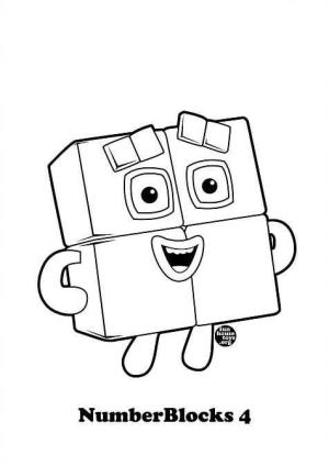 Numberblocks boyama sayfası,  coloring page, NumberBlocks 4 Eğlenceli, 