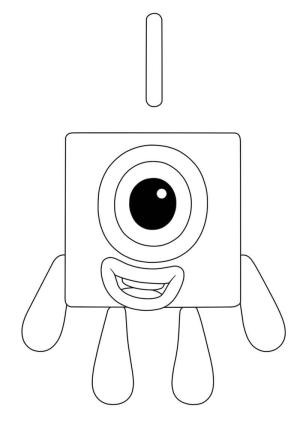 Numberblocks boyama sayfası,  coloring page, NumberBlocks 1 Sevimli, 