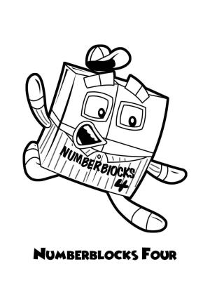 Numberblocks boyama sayfası,  coloring page, NumberBlocks 4 Mükemmel, 