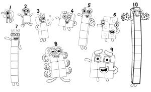 Numberblocks boyama sayfası,  coloring page, NumberBlocks 1 ila 10, 