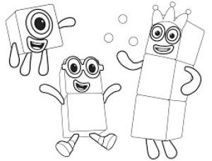 Numberblocks boyama sayfası,  coloring page, Üç Sayısal Blok, 