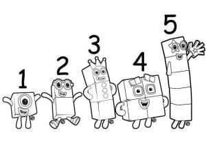 Numberblocks boyama sayfası,  coloring page, Sayısal Bloklar 1 ila 5, 