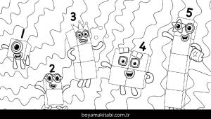 Numberblocks boyama sayfası – keyifli zaman, renkli çizimler