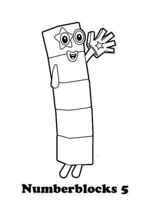 Numberblocks boyama sayfası,  coloring page, NumberBlocks 5 Eğlenceli, 