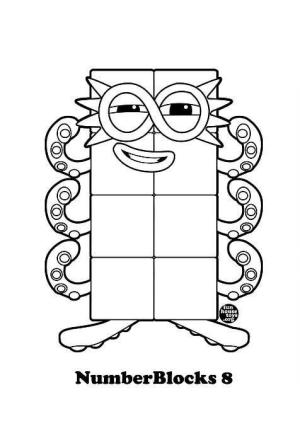 Numberblocks boyama sayfası,  coloring page, Güzel Numberblocks 8, 