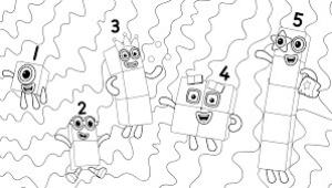 Numberblocks boyama sayfası,  coloring page, 1 ila 5 Arasındaki Blokların Temel Sayıları, 